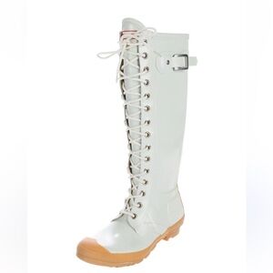 Hunter Women's Lace-Up Boots - White and Tan